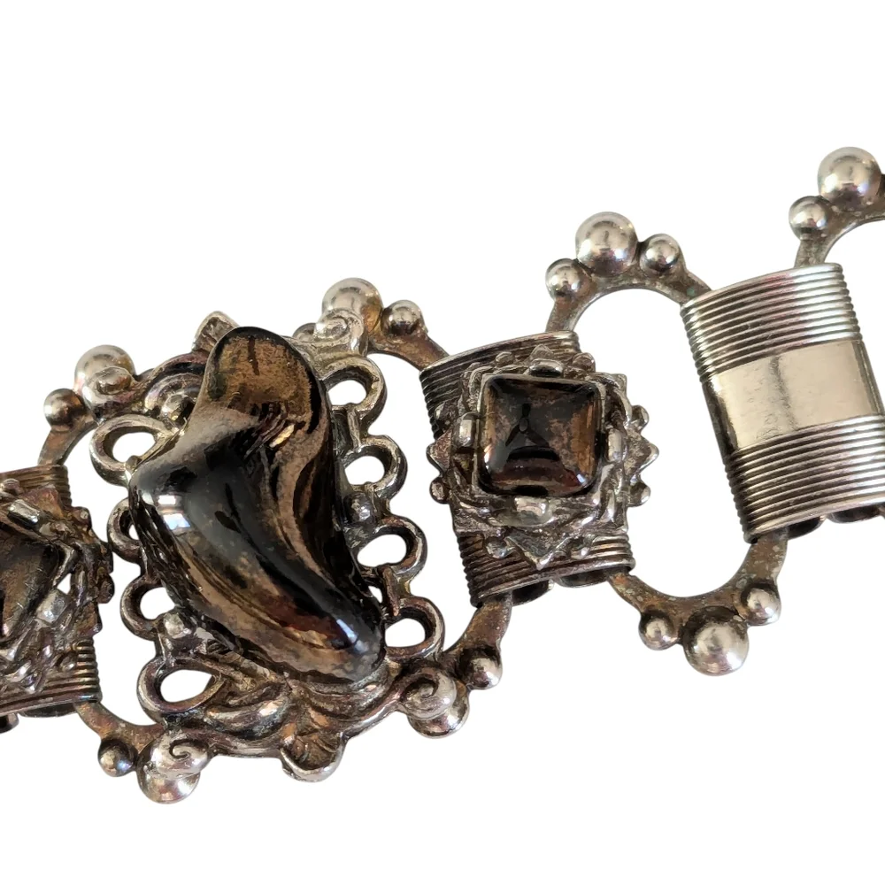 Vintage Acrylic Tiger Eye Panel Bracelet